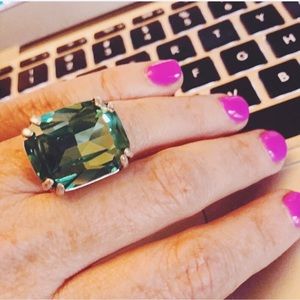 Chloe + Isabel - Aqua Glass Cushion Cocktail Ring